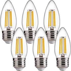 Dimmable LED Candelabra Light Bulbs 60W Equivalent E26 Base, B11 LED Chandelier Candle Light Bulbs, 2700K Soft White, 6 Pack UL,CA65 Listed.
