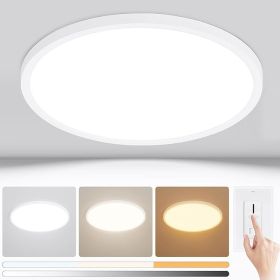 Modern 12'' Led Ceiling Light Fixture, 0.67 Inch Ultra Thin Flush Mount, Brightness Dimmable & 3000K/4500K/6000K Selectable, 22W 2200LM, White