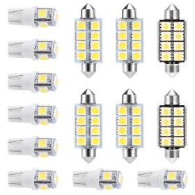 14Pcs T10 41mm Festoon LED Light Bulb Interior Dome Map LED Lights License Plate Trunk Side Positioning Lights 6000K White (Socket Type: T10/41mm)