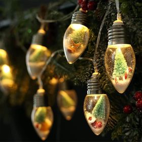 6.6FT Christmas Vintage Decor String Light - 10LED Snow Globe Bulbs String Lights with Tree & Snow & Cute Ornaments Christmas Indoor decorations (Color: Warm White)